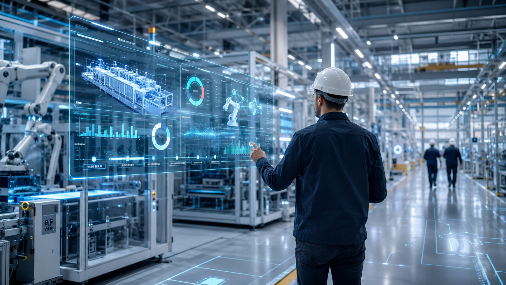 Production management system visualized inside a smart factory